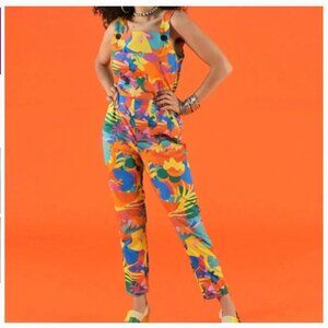 RARE Nooworks *out of print* tropico jumpsuit Overalls Vibrant Colorful L GUC